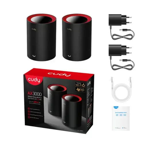 Cudy M3000 Wi-Fi 6 Mesh WiFi System (2-Pack, Black)