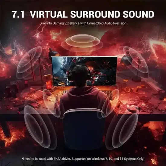EKSA E1000 V2 Black 7.1 Surround Sound Gaming Headset