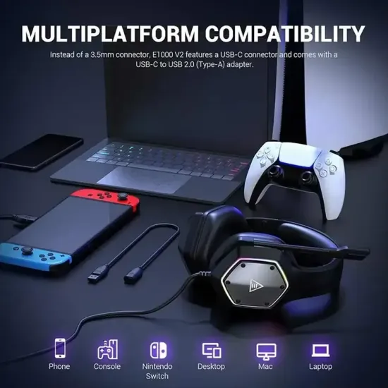 EKSA E1000 V2 Black 7.1 Surround Sound Gaming Headset
