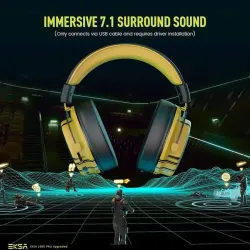 EKSA E900 Pro Yellow 7.1 Surround Sound Gaming Headset