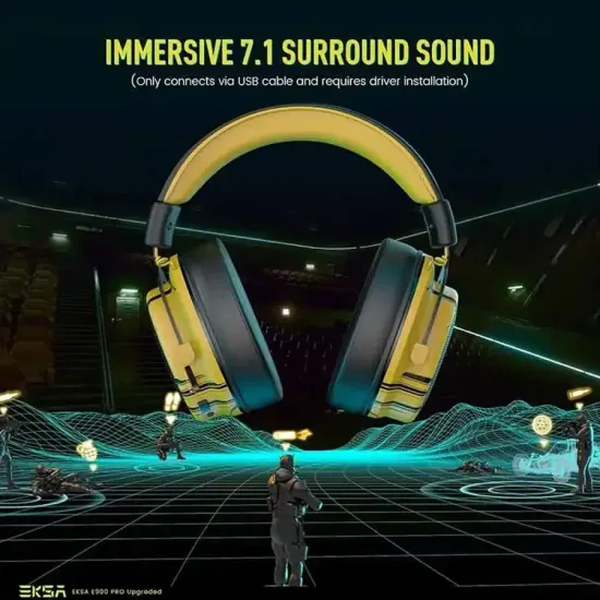 EKSA E900 Pro Yellow 7.1 Surround Sound Gaming Headset