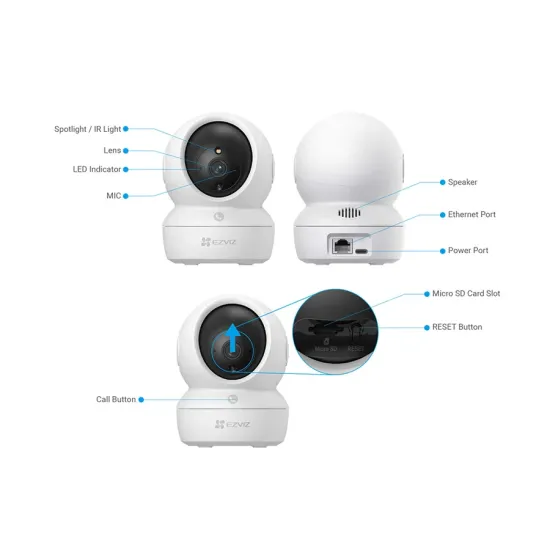 EZVIZ CS-H6c Pro 5MP Pan & Tilt Smart Portable WiFi Camera