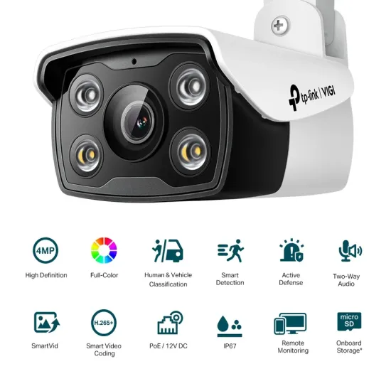 TP-Link VIGI C340 4MP 4mm Lens Full-Color Audio Bullet IP Camera